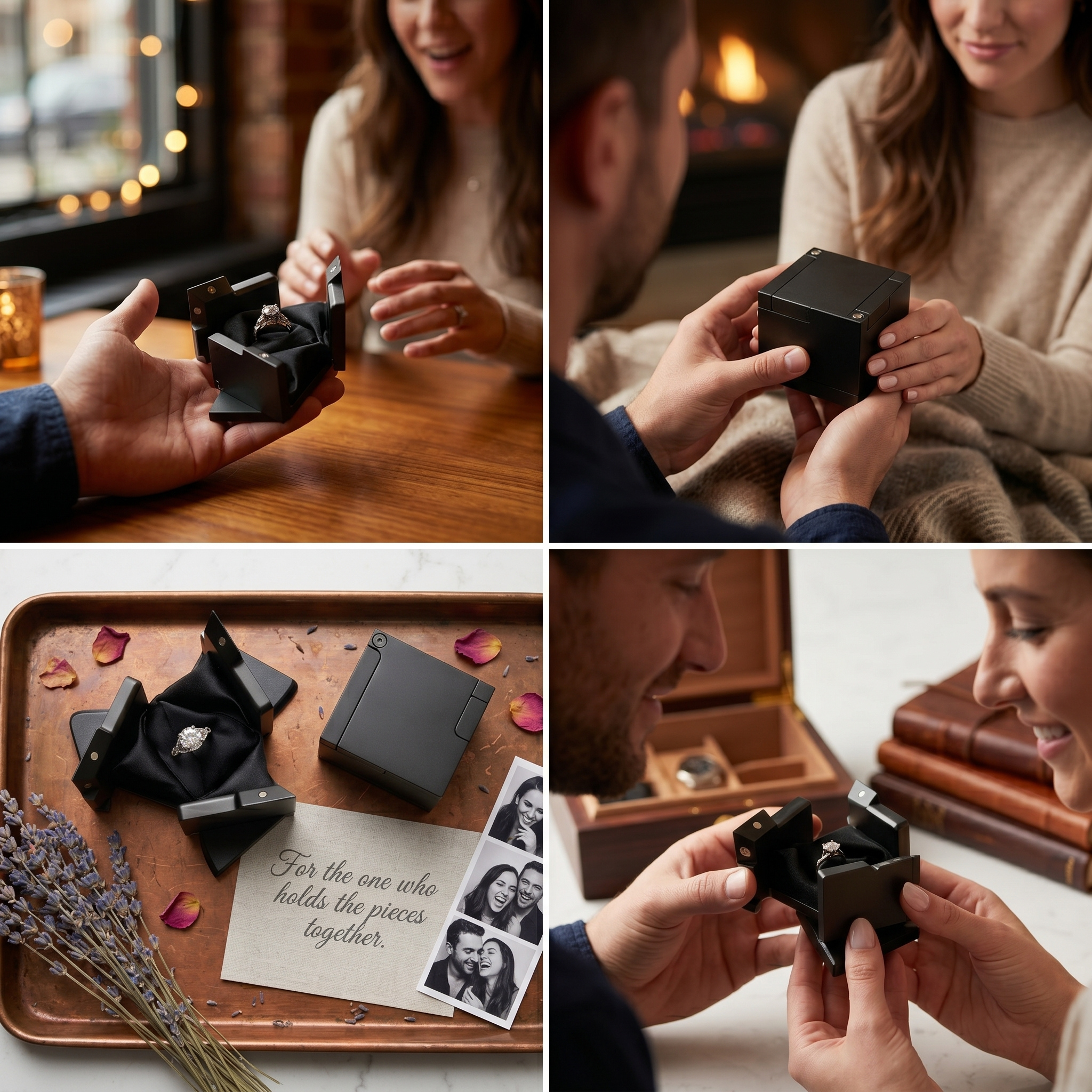 Luxury Ring Box Magnetic Reveal (Matt Black)