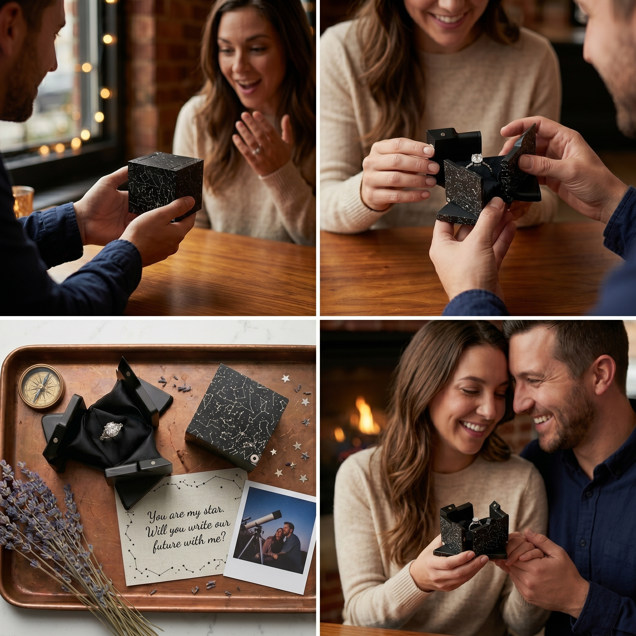 Luxury Ring Box Magnetic Reveal (Star Black)