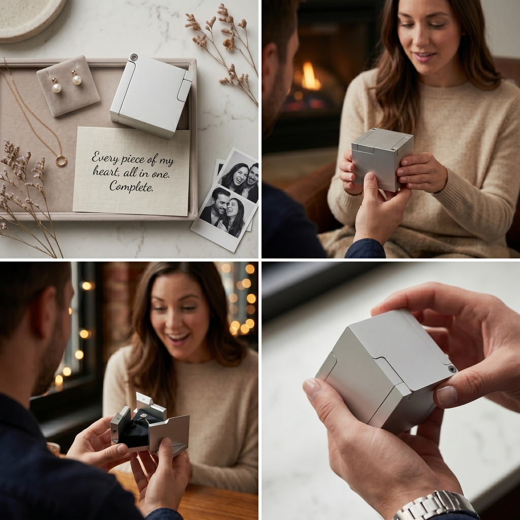 Luxury Ring Box Magnetic Reveal (Silver)