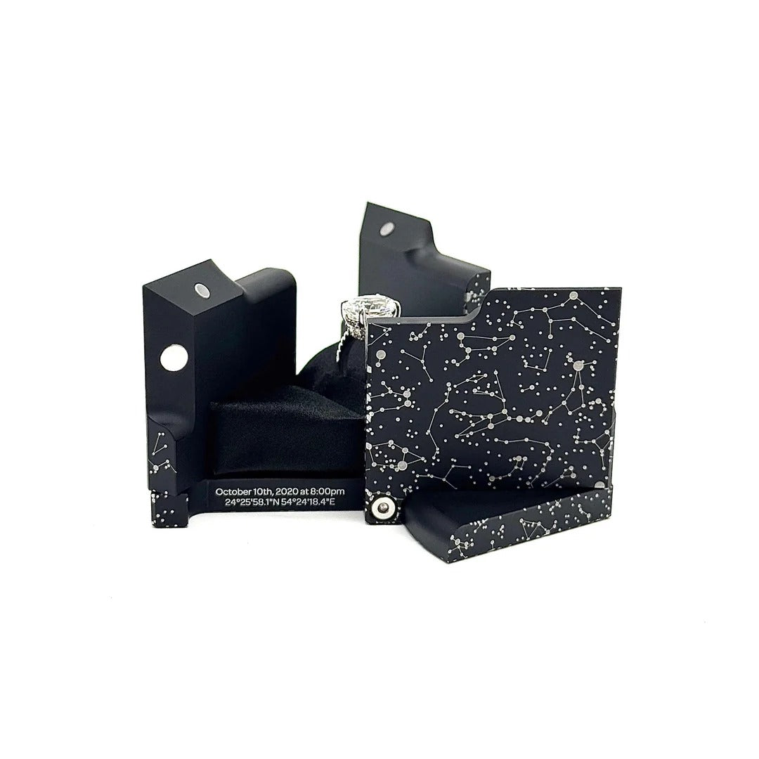 Luxury Ring Box Magnetic Reveal (Star Black)